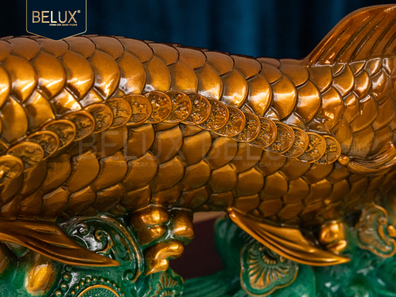 Tượng Cá Rồng bằng đồng decor 36x15x19.5cm